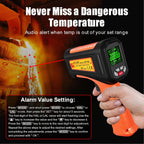 -58°F ~3272°F FKM Infrared Thermometer High Temperature Gun 50:1 Ratio | Digital IR Temp Gun,High Precision-Laser Thermometer Gun for Cooking,Kilns,Forges,Engine,HVAC,Industrial and Home Repair