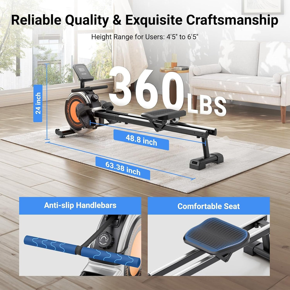 Dripex Rowing Machine, Upgraded Rowing Machines for Home, Magnetic Rower