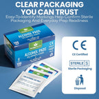 Alcohol Wipes for Injections - 100 Sterile Alcohol Prep Pads, Large Swabs