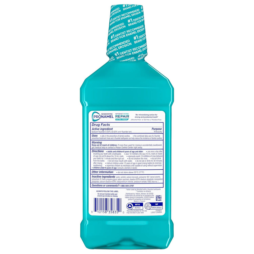 Sensodyne Pronamel Intensive Enamel Repair Mouthwash, 16.9 fl oz (3 Pack) | Alcohol-Free, Extra Fresh, To Help Actively Repair Enamel and Protect Against Cavities, SLS Free