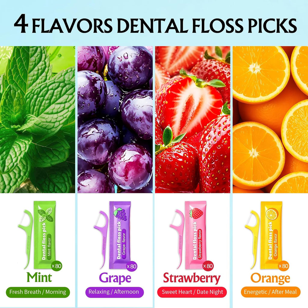 Dental Floss Picks 320/960/1920 Pcs – 4 Flavors Individually Wrapped Floss