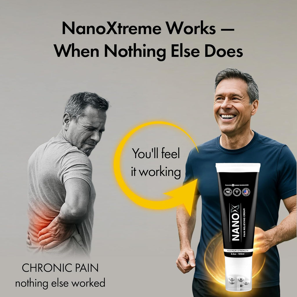 NANOXTREME Pain Relief Cream, 3.3oz Roll-on | Fast-Acting Topical for Muscle, Joint & Nerve, Deep-Absorbing, Long-Lasting Formula, Natural Ingredients, Cooling, USA Made