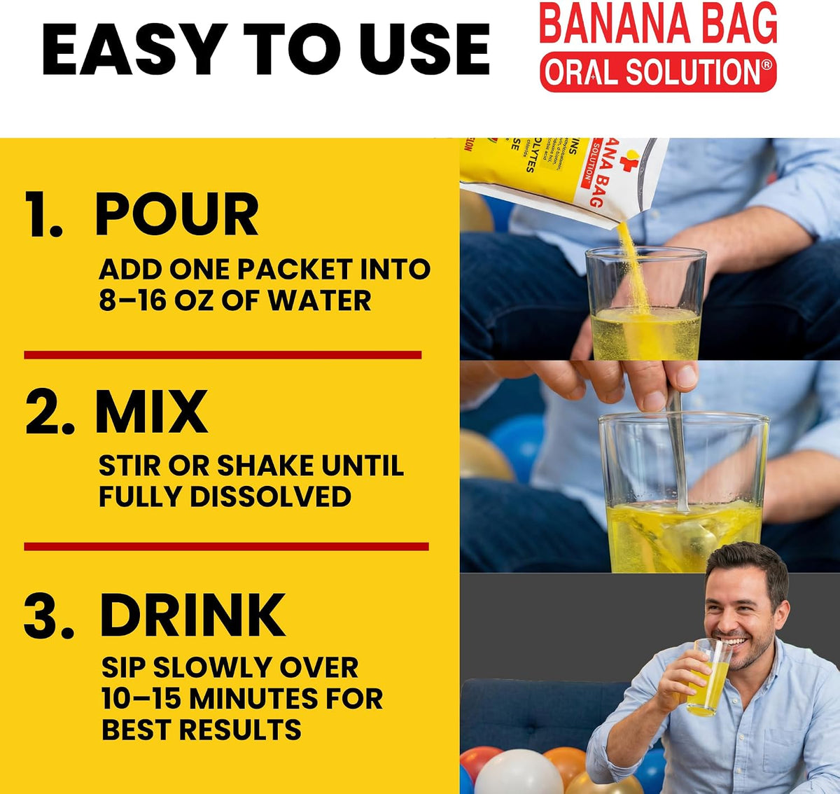 Banana Bag Electrolytes Vitamin Powder Drink Mix, Salted Watermelon 5 Pk