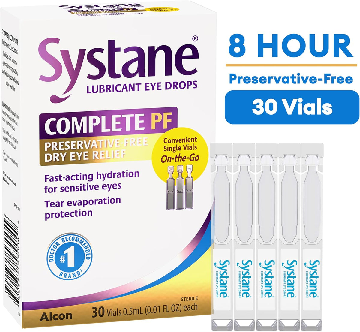 Systane Complete Preservative Free Dry Eye Drops, 30 Ct Single Use Vials