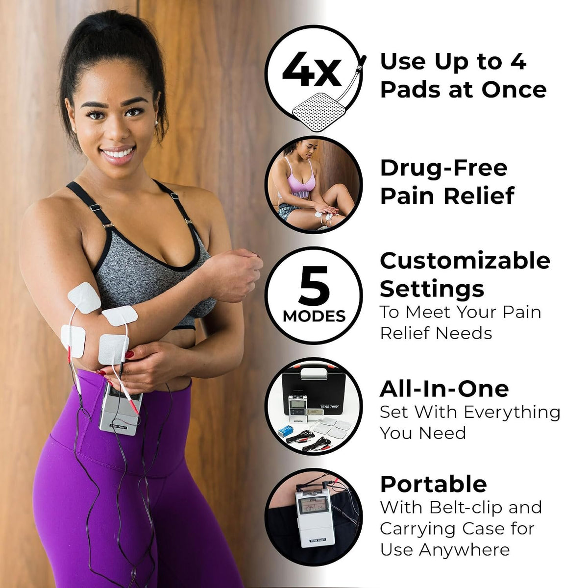 TENS 7000 Digital TENS Unit with Accessories - Muscle Stimulator Machine for Back Pain Relief, Sciatica, Neck, Nerve, Shoulder, Hip, Elbow, Muscle Pain Relief