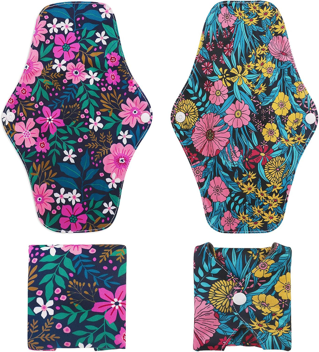 PHOGARY Reusable Menstrual Pads, Washable Night Pads for Abundant Menstrual Flow, Large Pads Set with Wings, Washable, Ideal for Overnight Use
