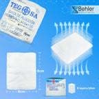 Sterile gauze of hydrophilic cotton in compresses 8 cm x 6 cm - 8 layers - Gauze - Pack of 100 units in 20 envelopes of 5 units - High absorbency and medical gauzes.