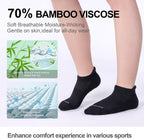 LEVSOX Ankle Compression Socks for Women and Men, Bamboo Viscose Low Cut Cushioned Athletic Running Socks