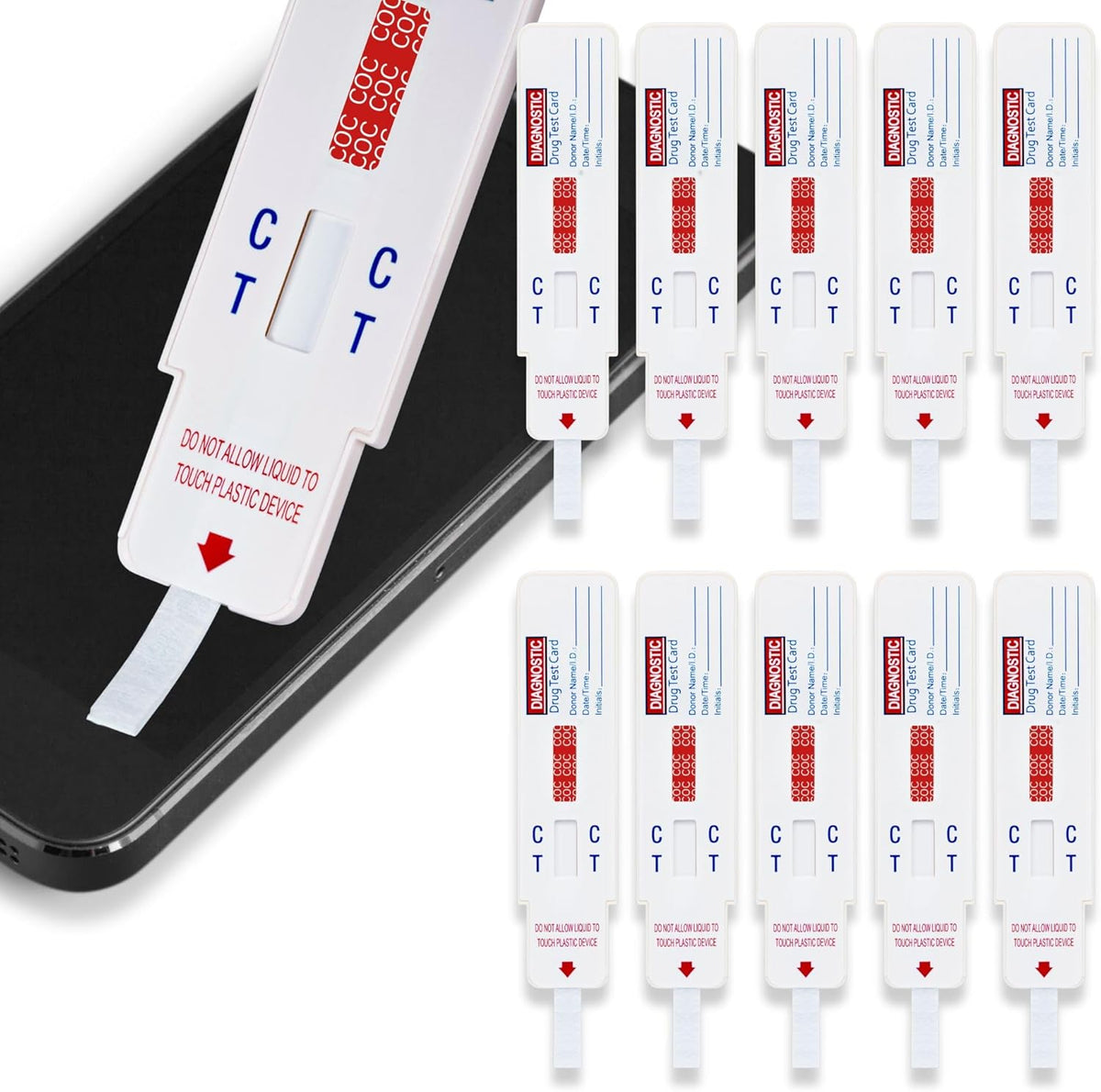 10 Cocaine Surface Drug Test Swabs, Detects Cocaine Residues on Phones, Banks & Tools, Quick Clean & Immersion Test, Fast Results