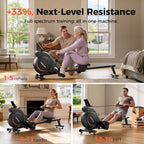 YOSUDA Rowing Machine for Home, Magnetic Rower Machine for Beginners to Athletes, Use with Resistance Adjustment Function, Bluetooth, App Supported, LCD Monitor, and Comfortable Seat Cushion
