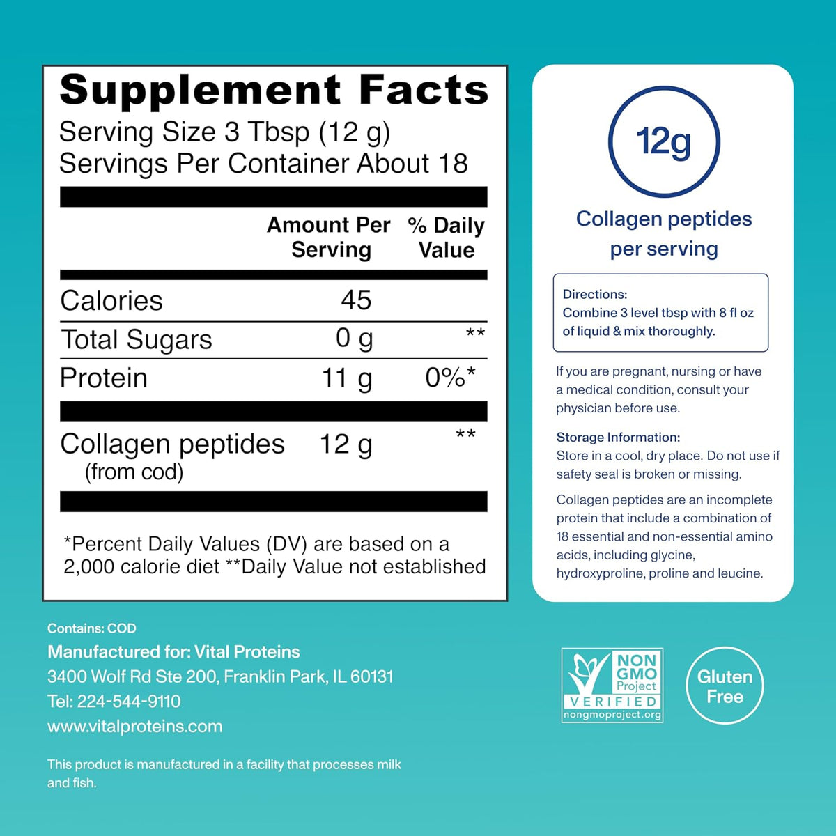 Vital Proteins Marine Collagen Peptides Powder Supplement, 7.8oz