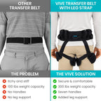 Vive Gait Belt with Leg Straps - Heavy Duty Transfer Belt with Quick | Release Gait Belts for Seniors - Adjustable Bed, Stand Assist Aid with Handles - Physical Therapy Mobility Aid for Elderly