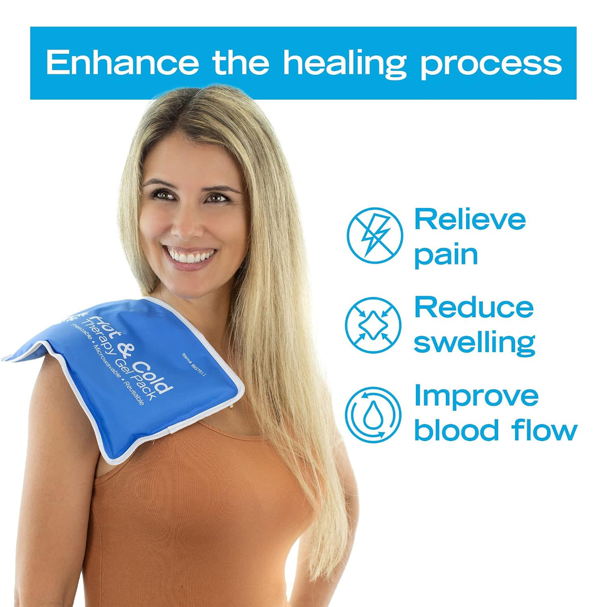 Roscoe Medical Gel Soft Flexible Ice Packs for Injuries, Reusable Freezer Hot and Cold Pack, Cold Compress & Cooling Gel Pad for Shoulder, Hip, Leg, Arm, Ankle & Foot Injury, 7.5 x 11 Inches, Medium
