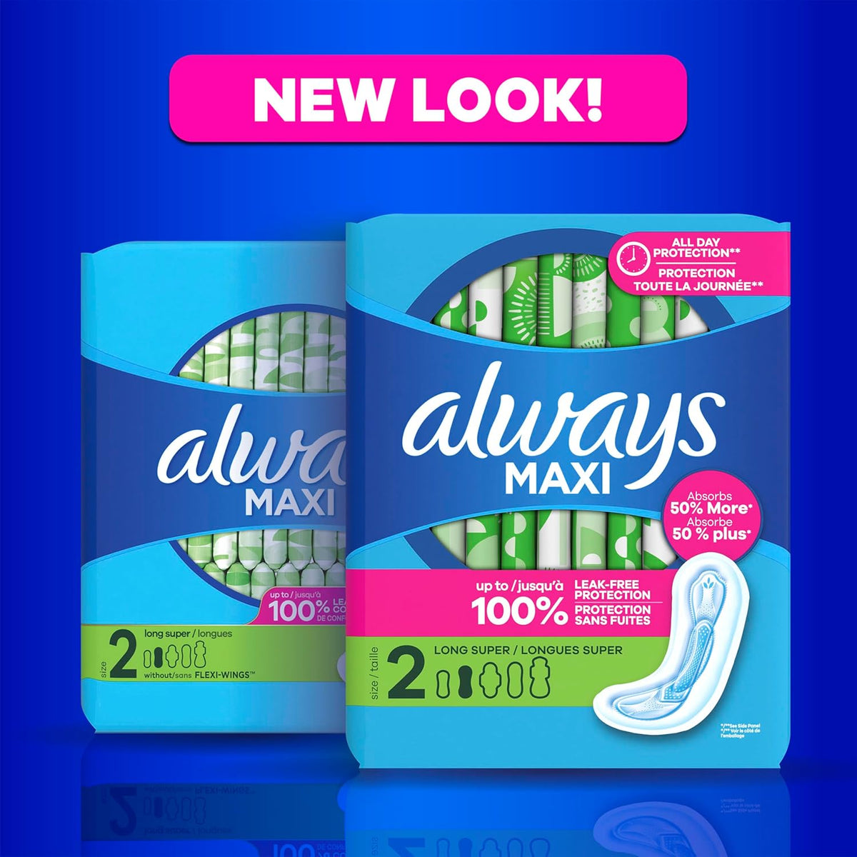 Always Maxi Feminine Pads Without Wings for Women, Size 1, Regular Absorbency, Unscented 48 Count