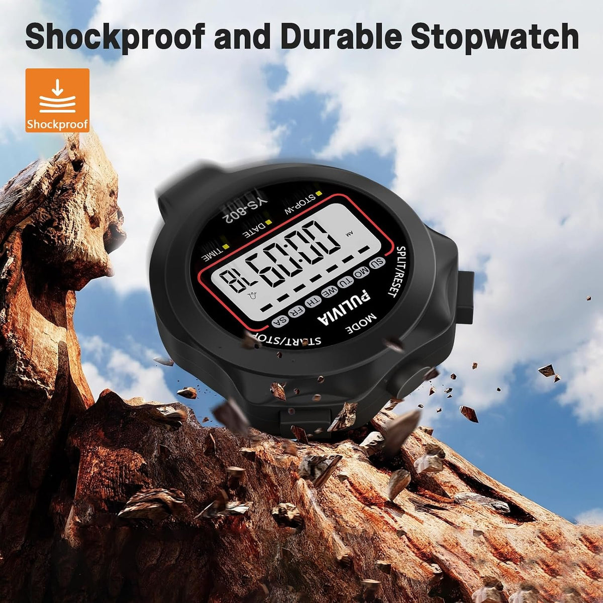 Stopwatch Timer, Digital Stop-Watch for Sports, Black | Multi-function Stopwatch with Single Split/Lap Timing, Button Beep Alarm Clock, Ideal for Coaches Kids PE-teacher