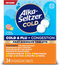 Alka-Seltzer Cold, Cold & Flu + Congestion Severe Fast Dissolve Tablets, Flu Medicine, Multi-Symptom Relief, Body Aches and Pains, Fever Reducer, Congestion Relief, Citrus Flavor, 24 Count