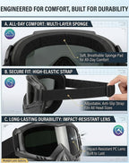 2026 Upgraded Grass Cutting Mask, Anti-Fog Detachable Full Face Goggle Mask, Windproof Grass Cutting Goggles for Mowing Grass, Dust (Colorful+Grey)