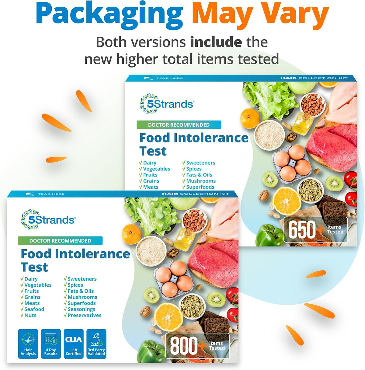 5Strands Food Intolerance Test, Accurate Hair Analysis, 800 Items Tested, at Home Food Sensitivity Test Kit for Adults & Kids, Gut Health Test, Results in 4 Days