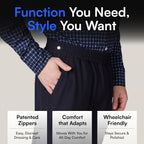Joe & Bella CareZips® Adaptive Pants for Men - Elastic Waist Easy-Access Side & Inseam Zipper - Alternative to Tear Away