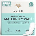 AZAH Maternity Pads after Delivery for Women (Box of 50) Ultra-Absorbent XXXL Pads for Women | Maternity Pads made for Heavy Flow, Postpartum Flow & Overnight flow | Without Disposable Bags