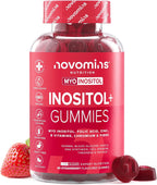Inositol Myo and D-Chiro Gummies 40:1 - with Inositol, Folic Acid, Chromium, Zinc, Vitamins B6 and D3, and Fiber - Supplement for Female Hormone Balance - Vegan - 60 PCOS Gummies - Novomins