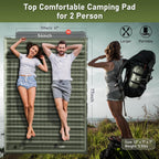 Elegear Double Sleeping Pad for Camping, 4.7" Ultra-Thick Self Inflating Camping Pad 2 Person with Pillow Built-in Foot Pump Camping Sleeping Mat for Backpacking, Hiking, Portable Camping Pad