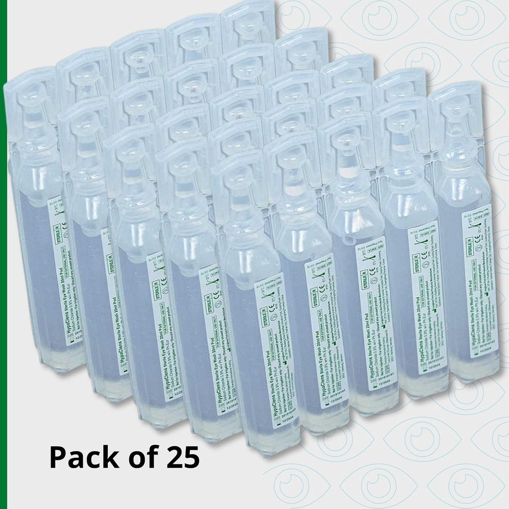 HypaClens Saline Eye Wash Pods, (Pack of 25) | Emergency Sterile Eye Irrigation
