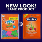 Dentek Floss Picks, Kids Flossers, Wild Fruit Flavor, 90 Count | Remove Food & Plaque, Designed for Kids', For Tight Teeth & Small Hands, Fun Flossers, Kid-Friendly Dental Floss