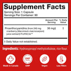 Utiva Cranberry PACs – Clinically Studied Ingredients 36mg PACs for UTI Avoidance - Supplement for Urinary Tract Health for Women and Men – Cranberry Extract Pills for Bladder Health, 90 Vegi Capsules