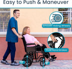Vive Mobility Bariatric Transport Wheelchair for Adults - Supports 450lbs | Foldable, Heavy Duty Travel Wheel Chair - Portable, Transfer Aid with Swing Away Footrests & 22 Inch Wide Seat