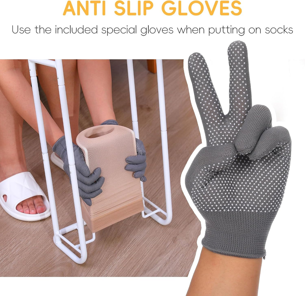 Upgraded Extra-Large Compression Sock Aid Device - Sock Aids for Compression Stocking - Helper Device for Putting on Hosiery - 14 in or More