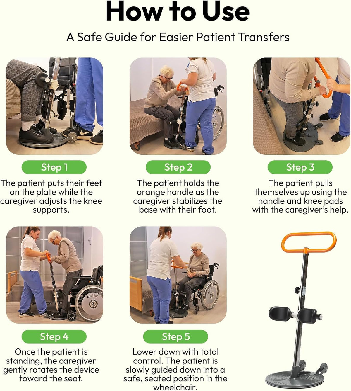 Etac Turner PRO Patient Transfer Aid, Standing Pivot Sit to Stand