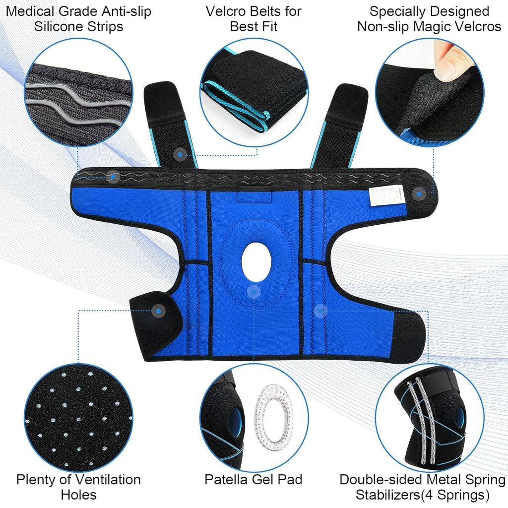 NEENCA Knee Brace for Knee Pain, Adjustable Knee Support with Patella Gel Pad & Side Spring Stabilizers, Knee Wrap for Arthritis, Meniscus Tear, ACL, Knee Pain Relief, Runner, Sport