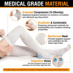 Doc Miller TED Hose Thigh High Anti Embolism Stockings for Women & Men, Hospital Style Surgical Stockings, Plus Size Compression Socks, Support Hose with Inspection Hole