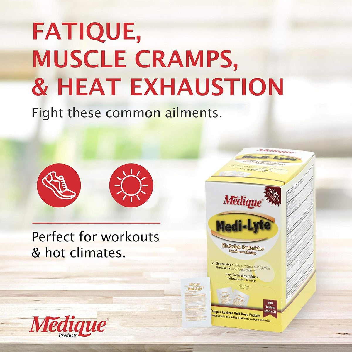 Medique 03033 Medi-Lyte Electrolyte Tablets w/ Potassium Chloride for Cramps, unflavored, 100 Tablets