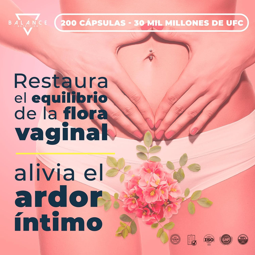 Women's Probiotics - 200 cps | Help for Bacterial Vaginosis, Candida and Cistitus | Intimate Flora Woman Probiotics | 30 Billion CFU/Day, Lactobacillus Reuteri, Rhamnosus, Crispatus, Cranberry