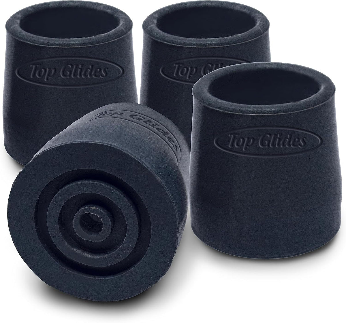 Steel-Reinforced Walker, Commode, and Bath Bench Replacement Rubber Tips, Black, 1 1/8" (Pack of 4) …