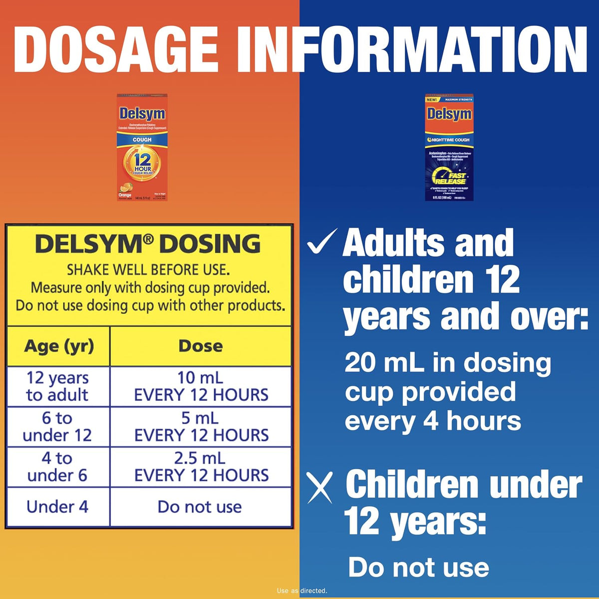 Delsym Day & Night Cough Relief Liquids Combo Pack, 5 FL OZ + 6 FL OZ