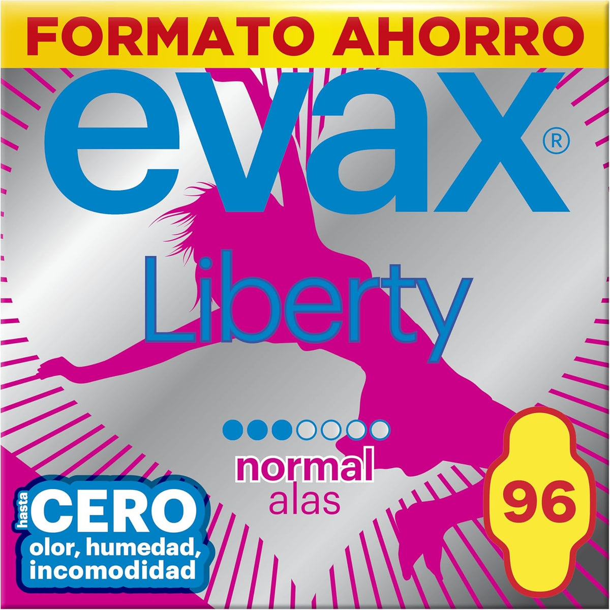 Evax Liberty Normal Pads with Wings, 96 Count, You Won't Notice You're Wearing Them