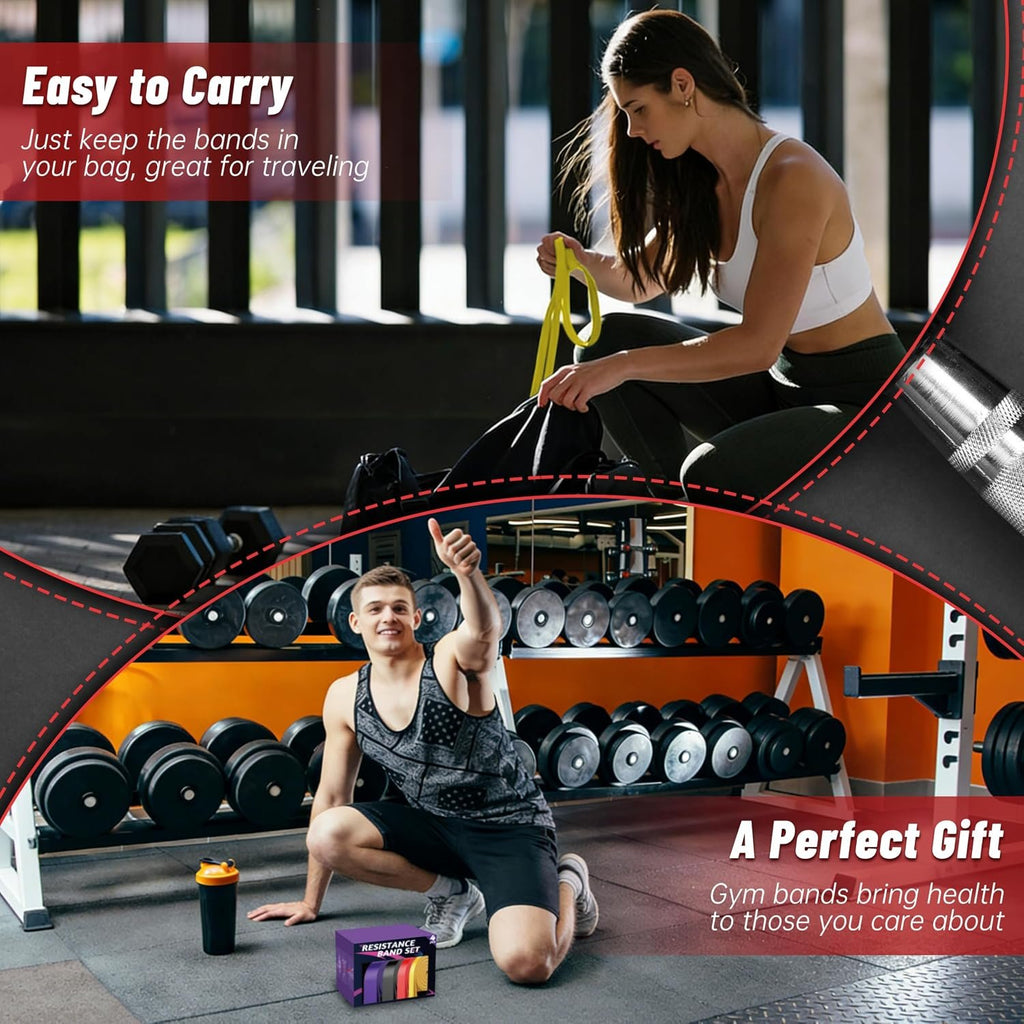4-Level Resistance Bands for Working Out, Pull Up Assistance Bands | 5-85 LBS Resistance, Fitness, Full-Body Training, Physical Therapy & Stretch Workout, for Men, Women, Home, Outdoor, Gym Use