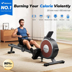 MERACH Rowing Machines for Home, Magnetic Rowing Machine with 16 Levels, Rower Machine of Quiet Resistance, Dual Slide Rail with Max 350lbs Weight Capacity, App Compatible