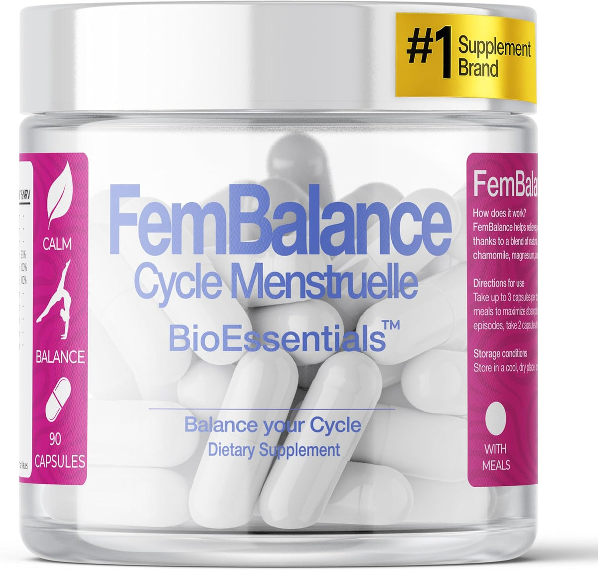 FemBalance — Women's Hormone Balance Supplement — Ashwagandha, Magnesium & Chamomile for PMS Relief, Mood & Energy — Hormonal Balance for Women — 90 Vegan Capsules