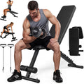 Adjustable Weight Bench for Home Gym, 600LBS Capacity Foldable Workout Bench with 7 Backrest Positions for Full Body Exercise, Compact for Small Spaces, Incline Decline Flat Bench with Quick Adjustment & Easy Folding