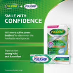 Poligrip Free Denture Adhesive Cream, Strong All Day Hold, Food Seal, Comfort, Clinically Proven, Flavor Free, Zinc Free, 2.4 Oz, 4 Count