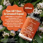 Natural VITEX Pure 400 MG Chasteberry Dietary Supplements 60 capsules