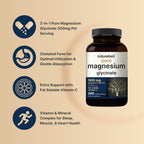 NatureBell Pure Magnesium Glycinate 500mg Per Serving, 240 Veggie Capsules