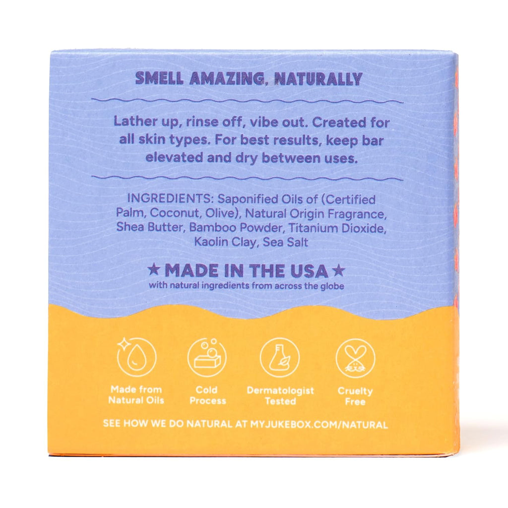 JUKEBOX Natural Women’s Bar Soap, Body Soap Bar (5oz, 1-Pack) | Shower & Bath Soap, Cold Process With Natural Oils, Gifts for Women, Island in the Sun