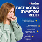 GenCare Daytime Cold & Flu Relief, Non-Drowsy Multi-Symptom, 48 Ct | Compares to DayQuil; relieves fever, cough, congestion & body aches, non-drowsy, severe cold flu