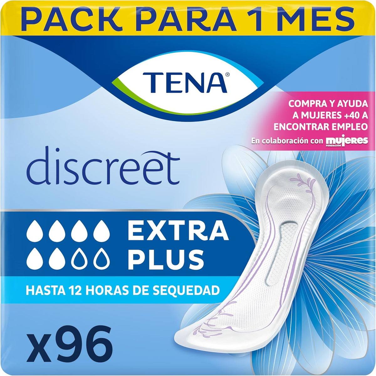 Tena Discreet Extra Plus, Incontinence Pads, 96 Count (6x16)