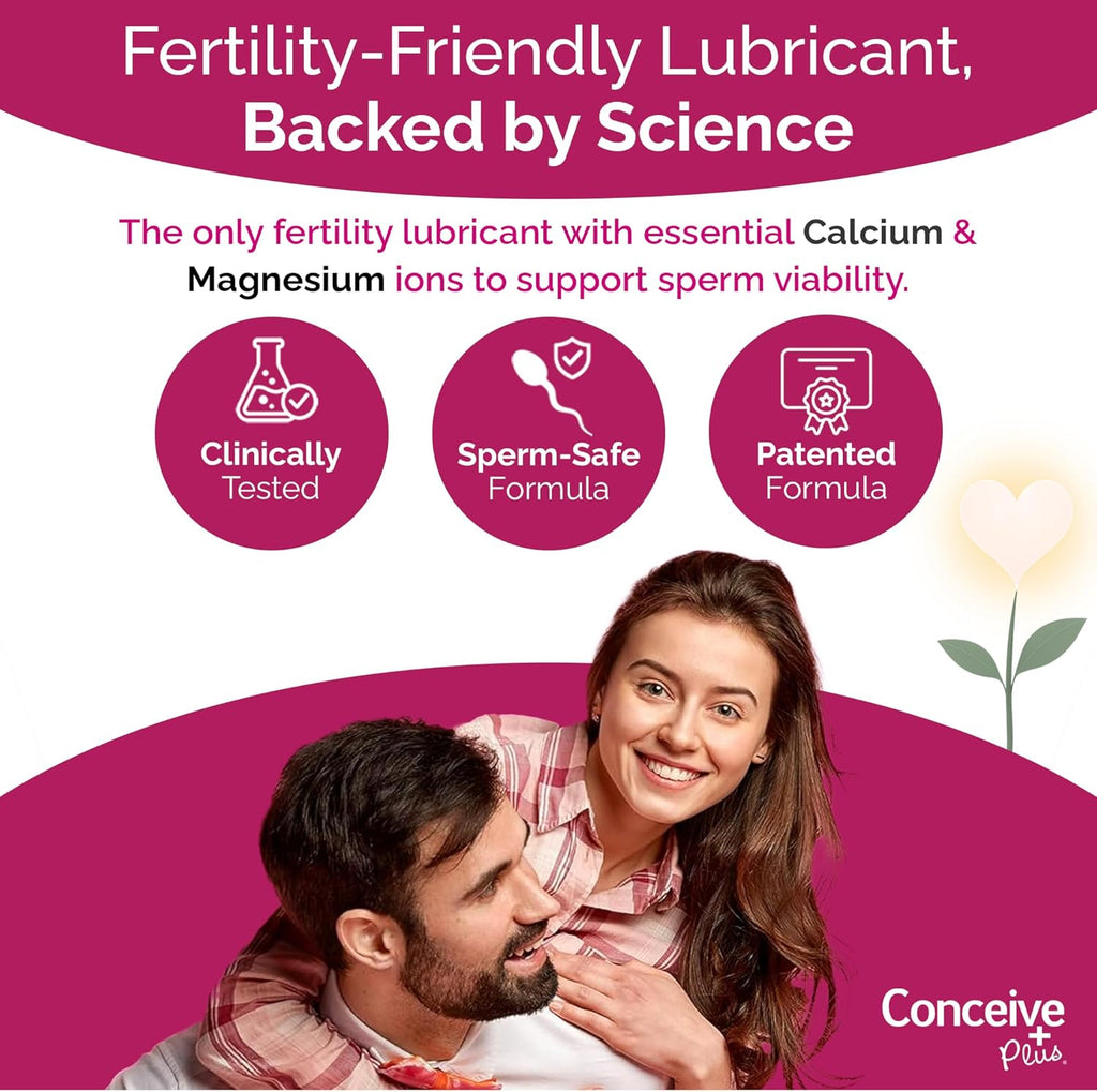 Conceive Plus Fertility Lubricant | Fertility Friendly Water Based Lubricant with Calcium + Magnesium, Non-Sticky Water Based Lubrification, Multi-Use Personal Lube for Conception Support | 75ml